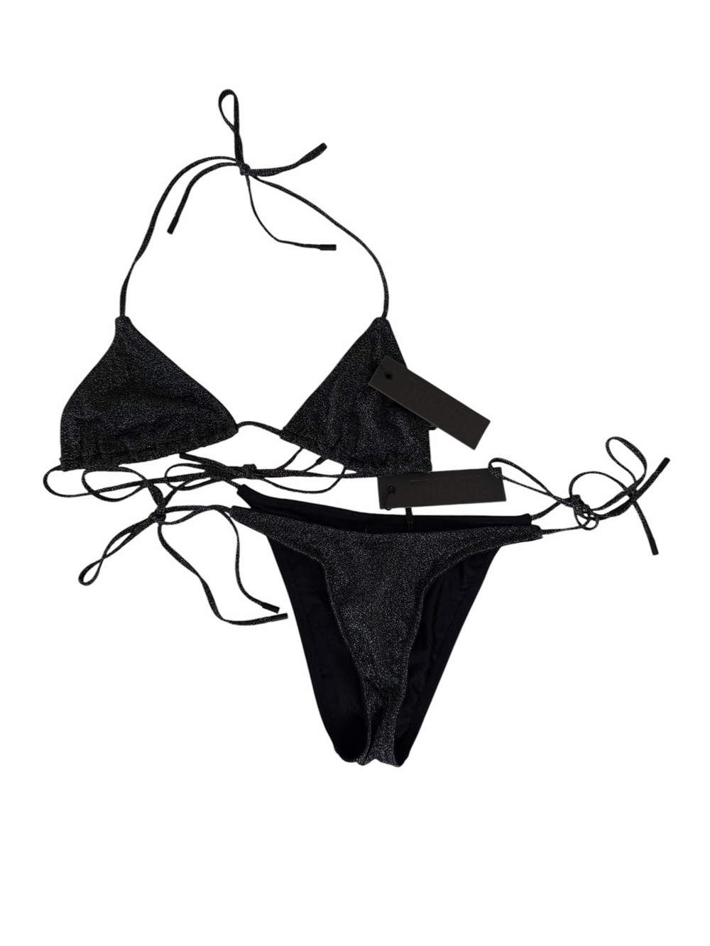 Triangl Black Metallic Sparkle String Bikini Set Small / Medium NWT